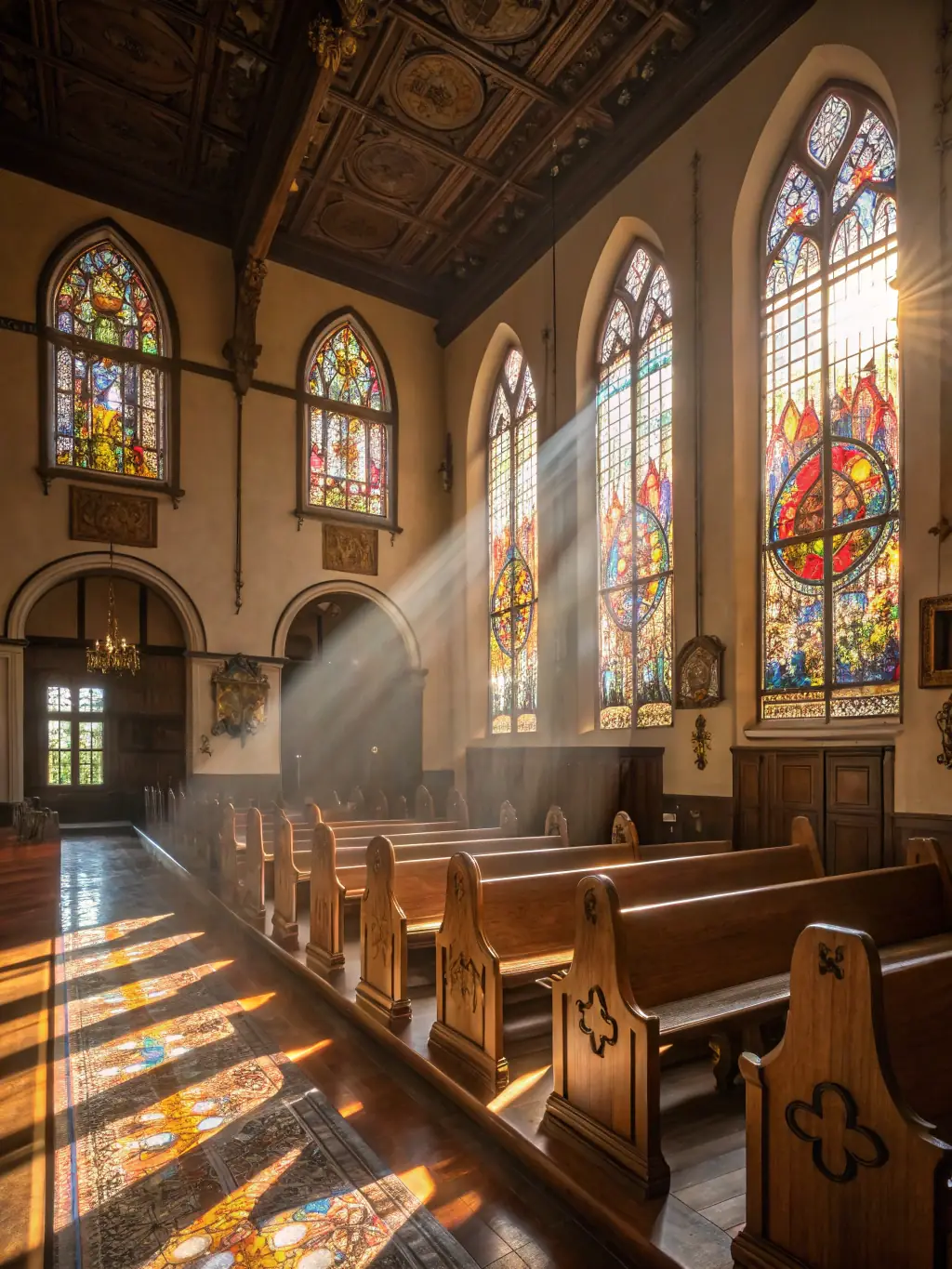 A photograph illustrating the restored frescoes or artwork inside the Church of Briols, highlighting the meticulous work done to preserve its artistic heritage.