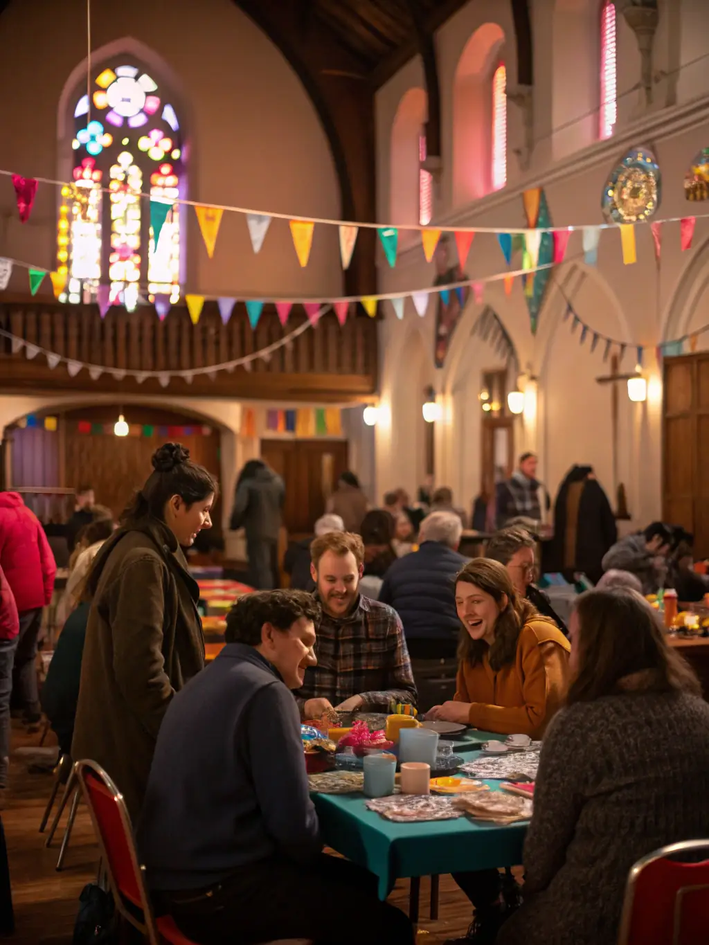A photograph capturing a community event held at the Church of Briols, showcasing ASREB's efforts to revitalize the site as a cultural and community landmark.